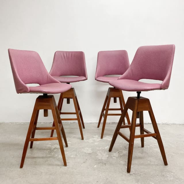 Set of Four Mid Century Swivel Bar Stools Stools & Bar stools