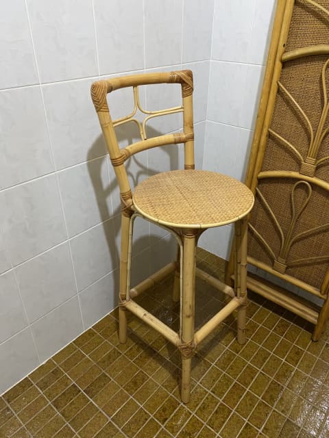 Vintage Cane Bar Stool / Cane Stool / Plant Stand | Stools & Bar stools