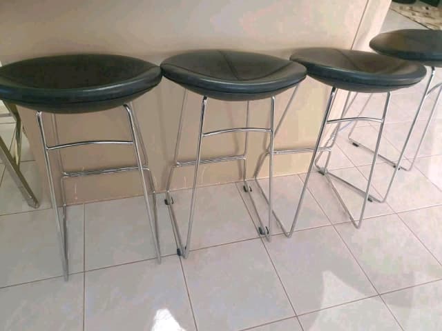 4 x Domayne genuine brown leather bar stools Stools Bar stools