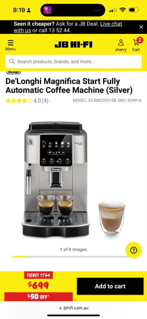 De'Longhi Magnifica Start Fully Automatic Coffee Machine (Silver) - JB Hi-Fi