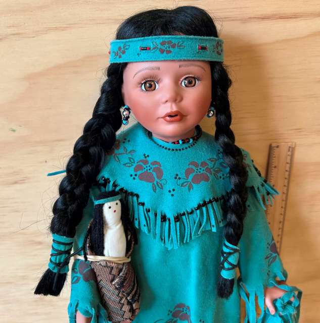 Vintage Native American Chippewa Indian Porcelain Doll Meadowlark