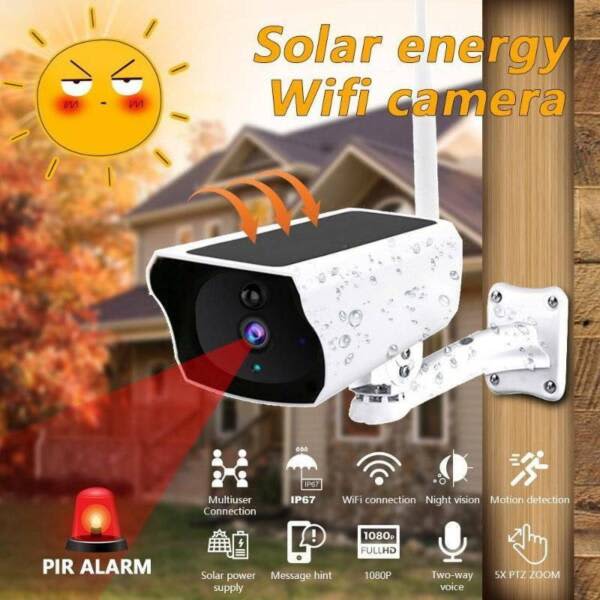 NEW BDIY4P Security WIFI Camera Solar & Battery Powered Full HD CCTV