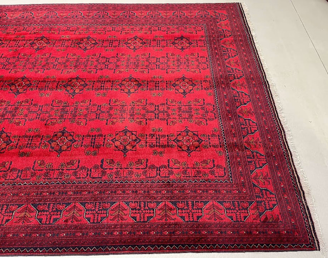 Full room size pure wool nomadic handmade Afghan Kunduz rug 3x2m Rugs