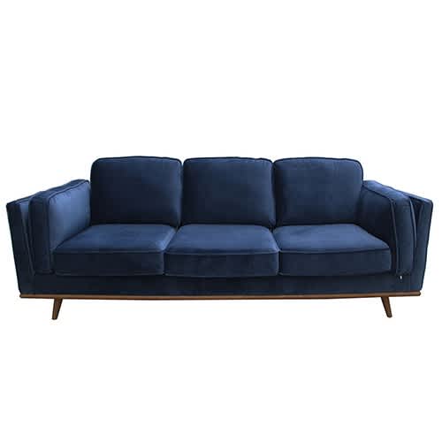3 Seater Sofa Soft Blue in Soft Blue Velvet Fabric Lounge Set Sofas