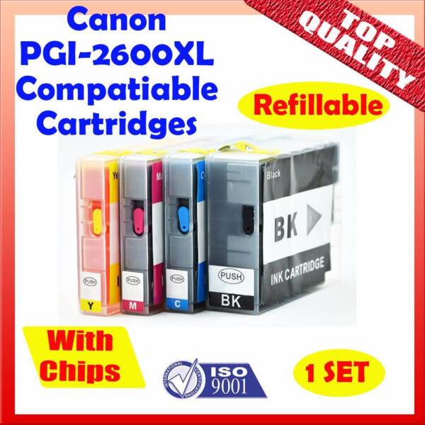 4x Canon PGI2600/2600XL Refillable Cartridges for MAXIFY MB5060