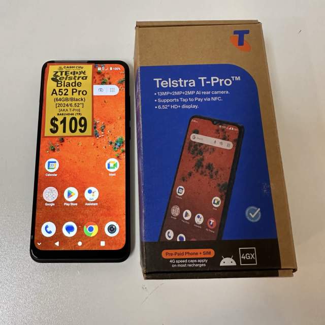 Zte Telstra Blade A52 Pro As New W Box 64gb Black Android Phones