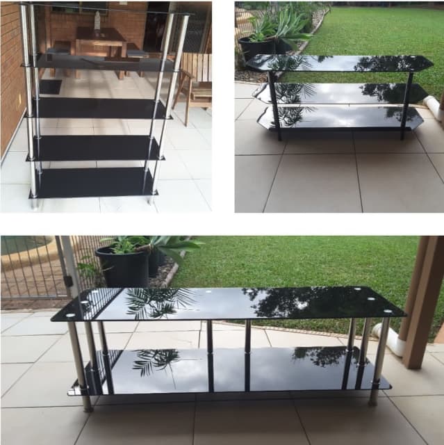 3 pce set glass bookshelf, tv unit & coffee table Entertainment & TV