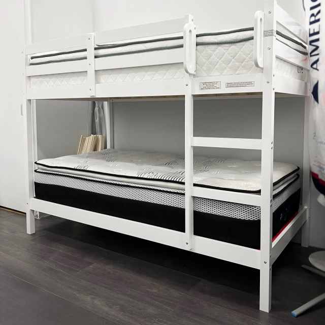 1 LEFT! Sturdy & Durable Atlas White Steel Single Bunk Bed Beds in