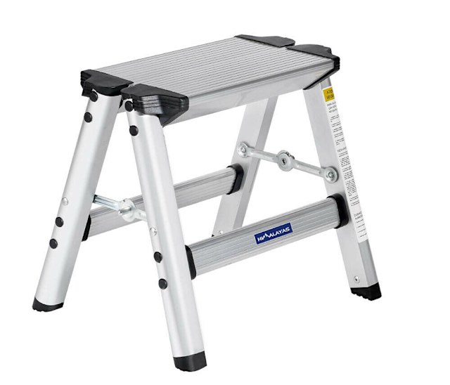 2 step folding ladder stool aluminum frame portable anti slip 34 cm Ladders & Scaffolding