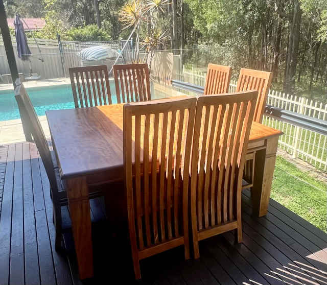 Eight (8) seater solid timber dining table and chairs Dining Tables