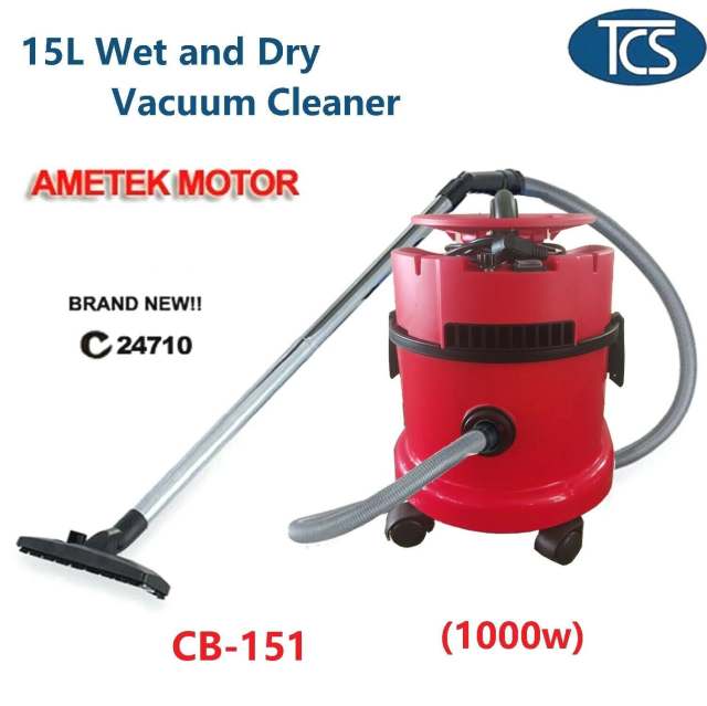 TCS NEW Commercial 15L Wet & Dry Vacuum Cleaner 1000W Ametek Motor