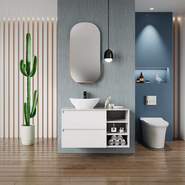 900MM HIGH QUALITY MODERN BATHROOM WALL HUNG VANITY UNIT Building