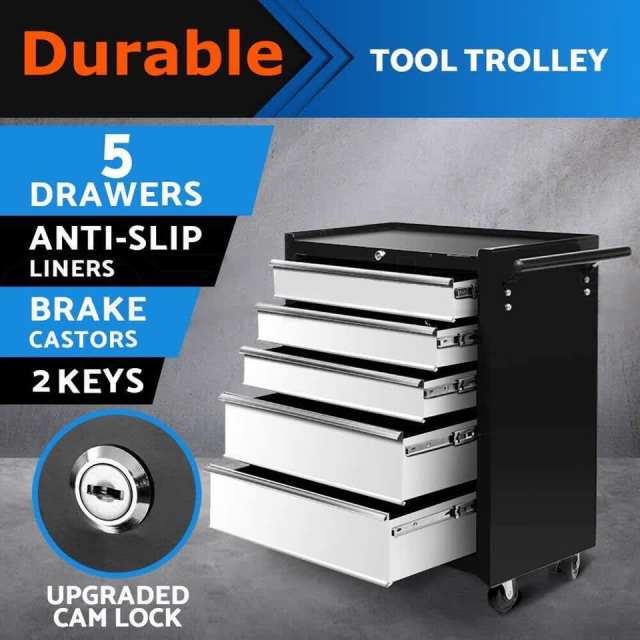 5 Drawers Tool Box Chest Trolley Garage Storage Toolbox WA