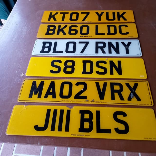 6 British used number plates with free postage within Australia