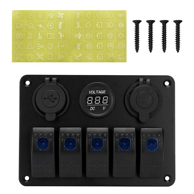 12V 24V Switch Panel ON OFF Toggle LED Rocker Dual USB Car Marine Boat
