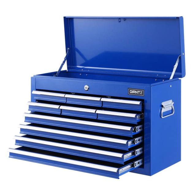10 Drawer Tool Box Chest Toolbox Storage Garage Organiser Blue
