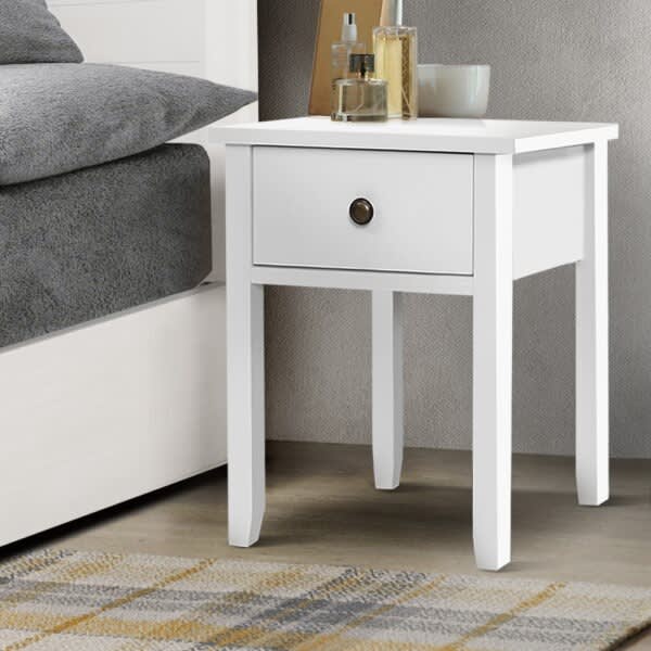 Bedside Tables Drawer Side Table Nightstand White Storage