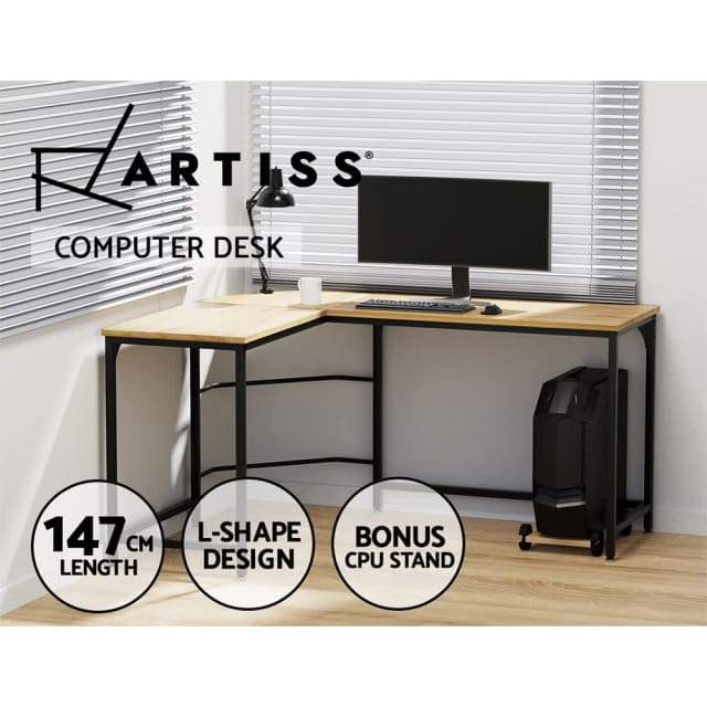 Corner Computer Desk LShaped Student Home Office Study Table Oak