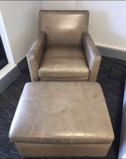 JARDAN Numbuck leather armchair with matching Footstool Armchairs in