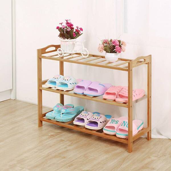 3 Tier Layer Shoe Rack Bamboo Wooden Shelf Stand Storage Organizer