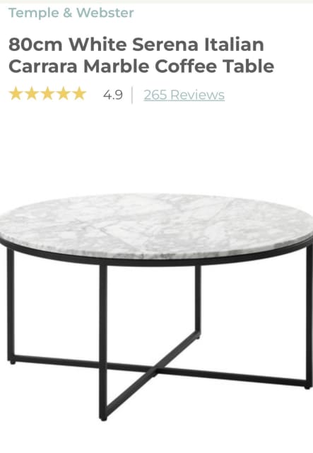 80cm Marble Coffee Table, 80cm Black Serena Round Marble Coffee Table