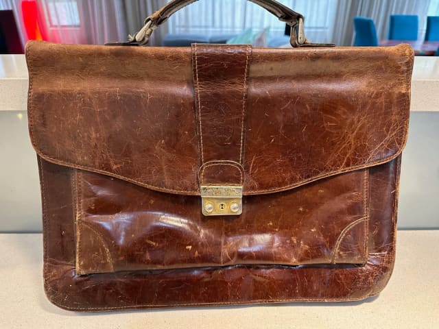 Antiques maybe? Brown Leather Brief case / Satchel /School bag | Bags ...