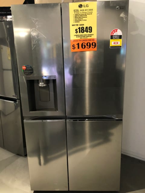 635l side by side fridge in stainless finish