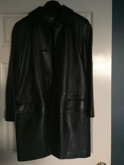 LADIES VINTAGE 90’s JOHENIC LONG BLACK LEATHER COAT- IMMACULATE COND ...