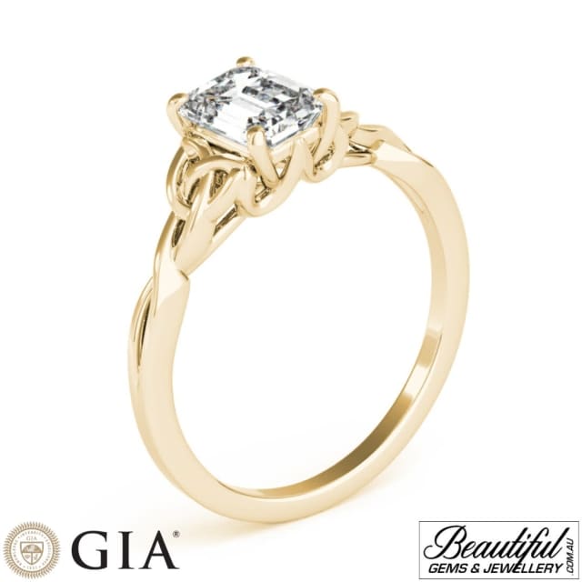 Emerald Cut Diamond Triquetra Celtic Engagement Rings 1.01Carats in 1