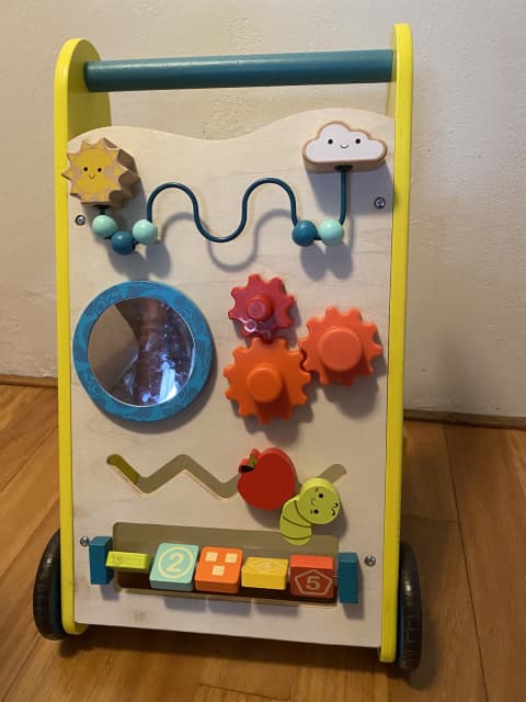 b toys wooden activity walker