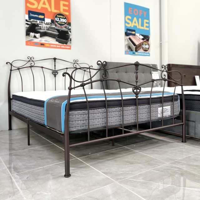 Kate Ebony Curved Lines Queen Metal Bed Frame NEW IN STOCK Beds