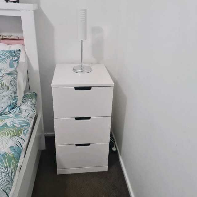 Ikea Nordli chest of 3 drawers 40x76cm & white lamp Bedside Tables