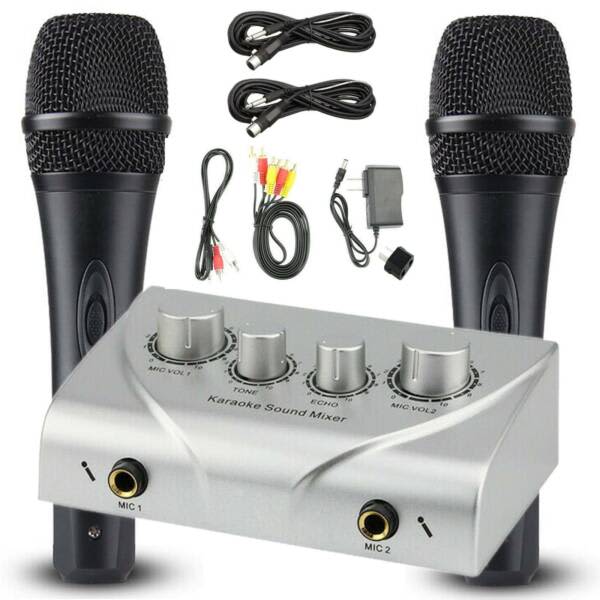 Karaoke Sound Mixer 2 Mic Echo Preamplifier for Home Theatre System