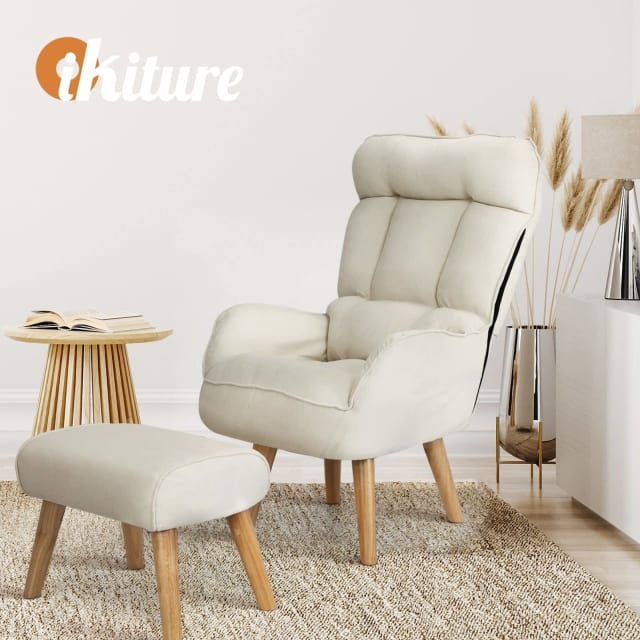 Swivel Recliner Armchair Lounge Ottoman Accent Chair With Stool Beige Armchairs Gumtree