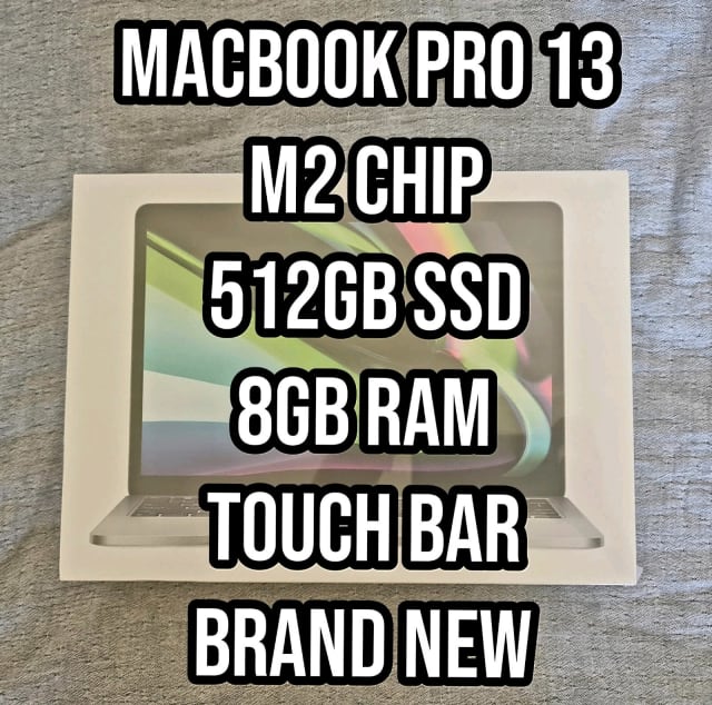 Apple MacBook Pro 13, M2 chip, 512GB SSD, 8GB RAM. Brand New Laptops