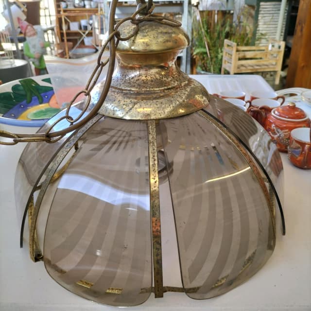 Vintage retro panel glass pendant ceiling light. Ceiling Lights