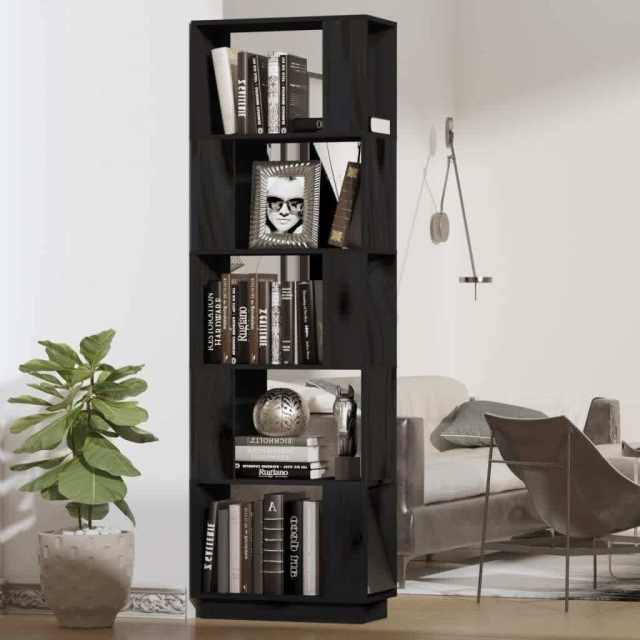 Adelphi Book Divider Black 51x25x163.5 cm Solid Wood... Bookcases & Shelves in