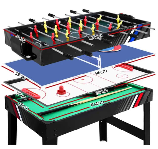 4 in 1 all in 1 game. 4 foot. Pool, soccer, tennis, air hockey