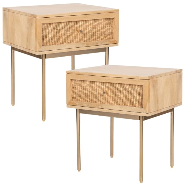 Martina Set of 2 Bedside Table 1 Drawer Storage Bedside