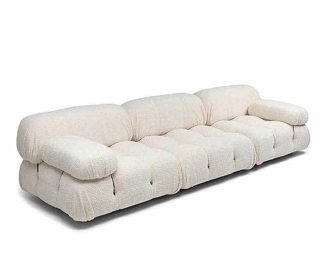 MODULAR SOFA LOUNGE BOUCLE VELVET IVORY COUCH OTTOMAN SOFT NEW Sofas