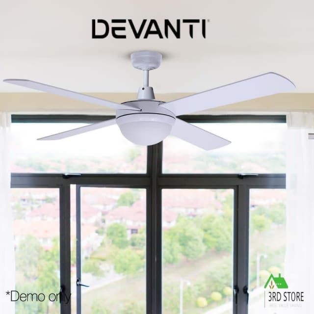Devanti 52 Ceiling Fan With Light Remote Control Fans 1300mm 4 Blades