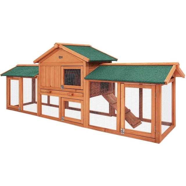i.Pet Chicken Coop Rabbit Hutch 220cm x 44cm x 84cm Large Run Wooden