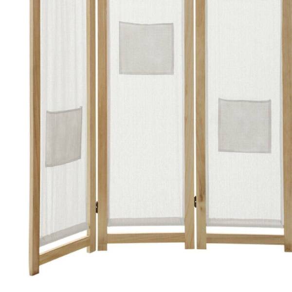 4 Panel Room Divider Privacy Screen Wood Fabric Foldable Stand White