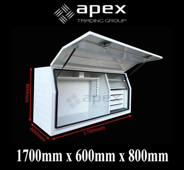 APEX ALUMINIUM WHITE TOOLBOX WITH DRAWERS TOOLBOXES UTE TRAY 1768FDCPW