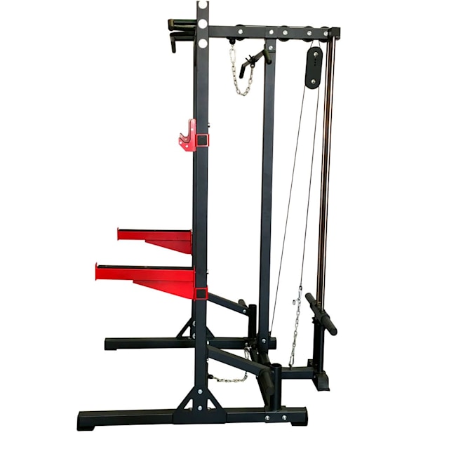 Half Squat Rack Customisable with Lat Pulldown Seated Row Gym