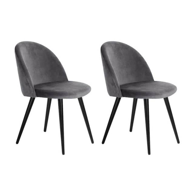 Artiss Dining Chairs Set of 2 Velvet Solid Curved Dark Grey Dining
