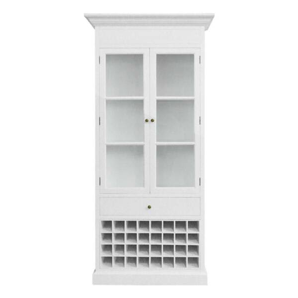 Hamptons Halifax Glass Door Display with Wine Rack