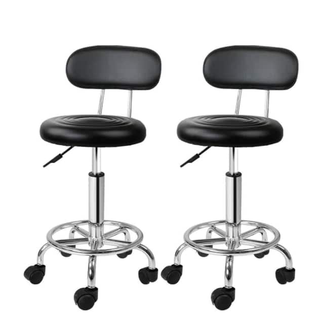2x Salon Stool Swivel Chair Backrest Black Stools & Bar stools in