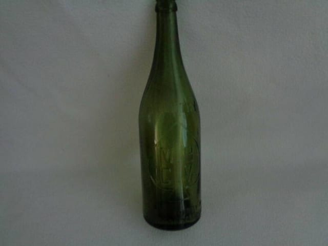 BEER BOTTLE MBCV GREEN GLASS, VINTAGE HAND BLOWN IN EARLY C 1910 ...