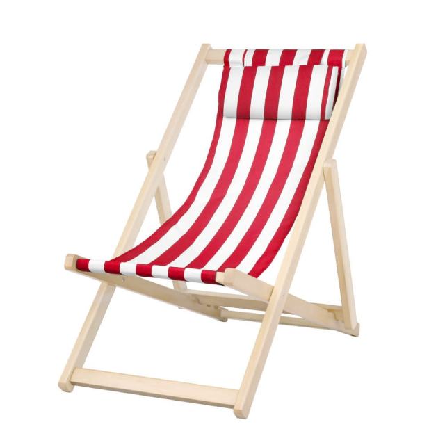 Outdoor Deck Chair Wooden Sun Lounge Folding Beach Patio Furniture Red